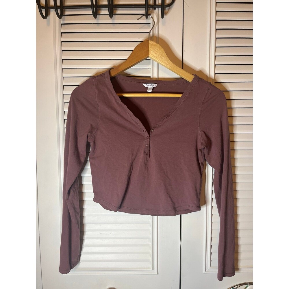 organic basics Henley Long-Sleeve crop Tee